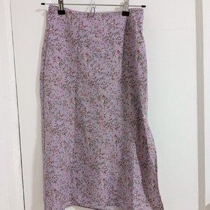 Brandy Melville Purple Floral Midi Slit Skirt